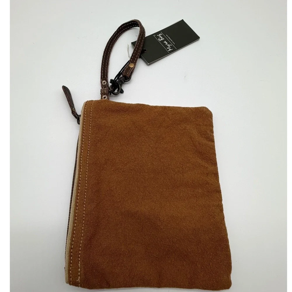Myra Bag‎ Equinox Pouch  Brown Canvas Star Leather Wristlet New Cowgirl Western